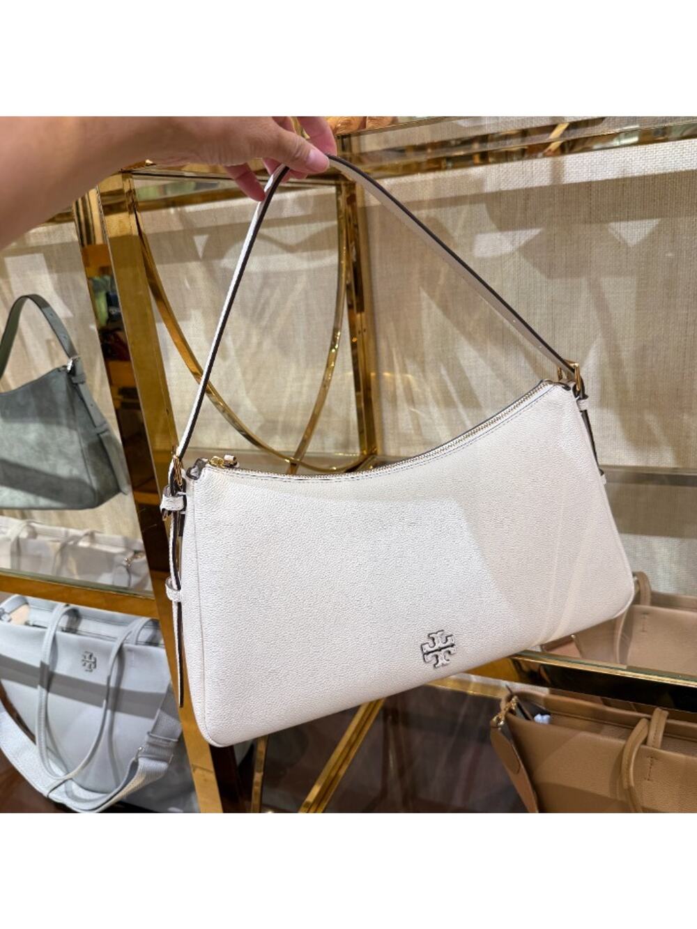 Tory Burch Thea Zip Top Shoulder Bag 171527 New Ivory $550